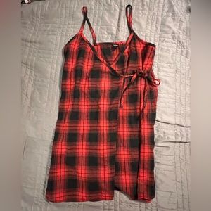 Art Class Plaid Flannel Tie Wrap Dress , Size L (10/12)